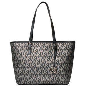 Michael Kors Jet Set Top Zip Tote in Black and Metallic Silver - NWT